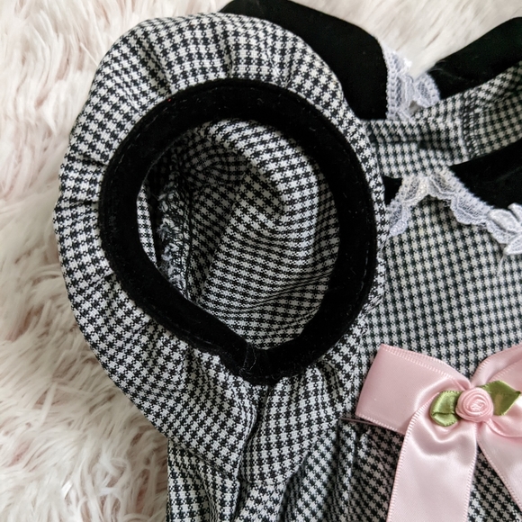 Piccolo Velvet-trimmed Pleated Check Dress Lacey Peter-pan Collar 12m - Picture 8 of 11